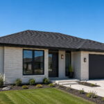 Low pitch roof guide showing a ranch style American home with a shallow sloped roof covered in architectural shingles